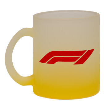 Formula 1, Κούπα γυάλινη δίχρωμη με βάση το κίτρινο ματ, 330ml