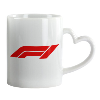 Formula 1, Κούπα καρδιά χερούλι λευκή, κεραμική, 330ml