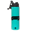 Metallic water bottle with safety lid, 850ml aluminum
