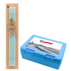 Easter Set, children's snack container BLUE & Easter aromatic flat candle (30cm) (TURQUOISE)