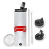 Travel Tumbler 2 Lids, with metal straw & cleaning brush (Stainless steel 304 Food grade, BPA free, 600ml)