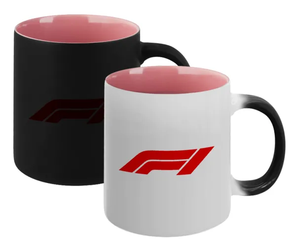 Formula 1 — Magic mug with pink interior, ceramic, 330ml, changes colour with hot drinks
