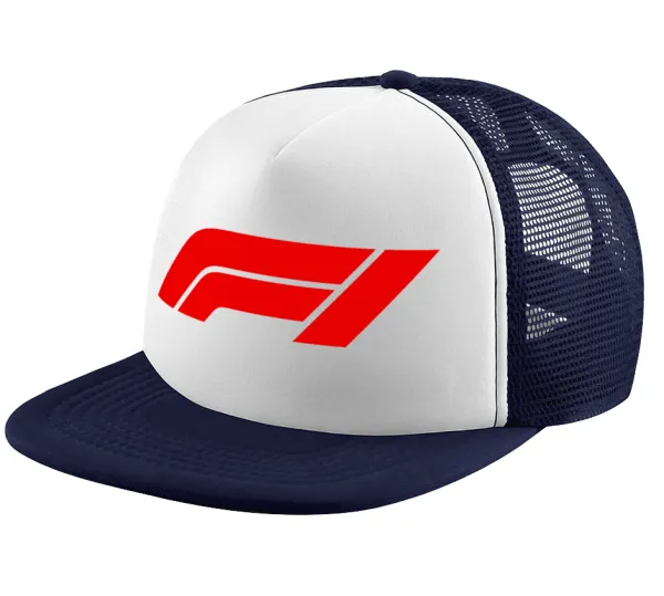 Formula 1 — Adult Soft Trucker Hat with Dark Blue/White Mesh (POLYESTER, ADULT, UNISEX, ONE SIZE)