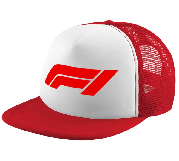 Formula 1 — Καπέλο παιδικό Soft Trucker με Δίχτυ ΚΟΚΚΙΝΟ/ΛΕΥΚΟ (POLYESTER, ΠΑΙΔΙΚΟ, ONE SIZE)