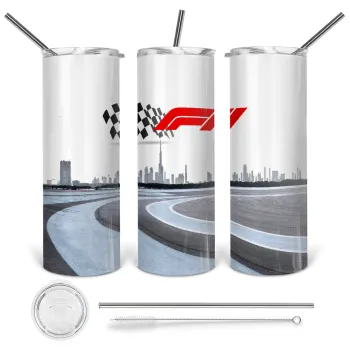 Formula 1, Tumbler stainless steel 600ml, with metal straw & cleaning brush