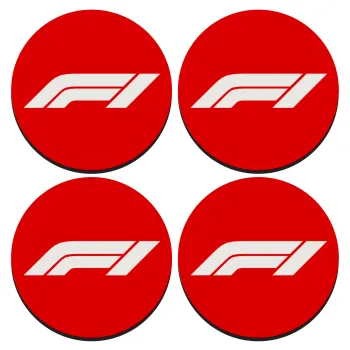 Formula 1, ΣΕΤ 4 Σουβέρ ξύλινα στρογγυλά (9cm)