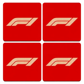 Formula 1, ΣΕΤ x4 Σουβέρ ξύλινα τετράγωνα plywood (9cm)