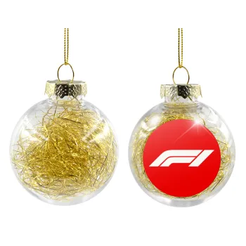 Formula 1, Transparent Christmas tree ball ornament with gold filling 8cm