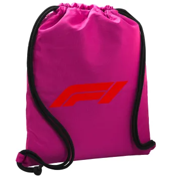 Formula 1, Backpack pouch GYMBAG Fuchsia, with pocket (40x48cm) & thick cords