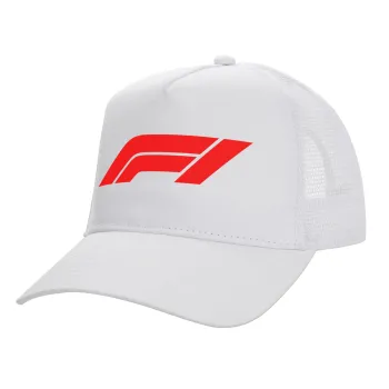 Formula 1, Καπέλο Ενηλίκων Structured Trucker, με Δίχτυ, ΛΕΥΚΟ (100% ΒΑΜΒΑΚΕΡΟ, ΕΝΗΛΙΚΩΝ, UNISEX, ONE SIZE)