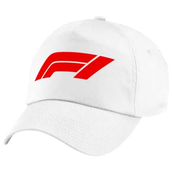 Formula 1, Πεντάφυλλο καπέλο Λευκό, 100% Βαμβακερό (Twill), με ρύθμιση, unisex
