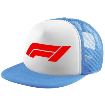 Formula 1, Child's Soft Trucker Hat with Blue/White Mesh (POLYESTER, CHILD, ONE SIZE)