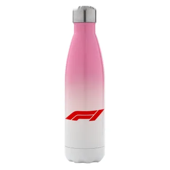 Formula 1, Μεταλλικό παγούρι θερμός Ροζ/Λευκό (Stainless steel), διπλού τοιχώματος, 500ml