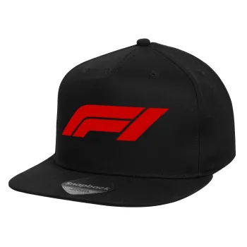 Formula 1, Children's Flat Snapback Hat, Black (100% COTTON, CHILD, UNISEX, ONE SIZE)