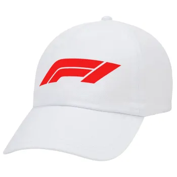 Formula 1, Adult Baseball Cap White 5-panel (POLYESTER, ADULT, UNISEX, ONE SIZE)