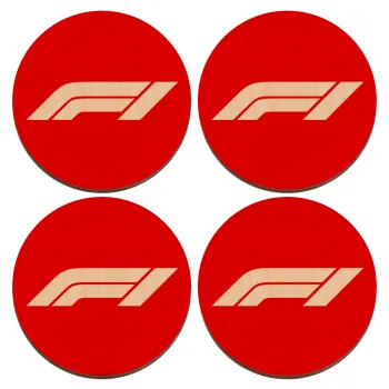 Formula 1, ΣΕΤ x4 Σουβέρ ξύλινα στρογγυλά plywood (9cm)