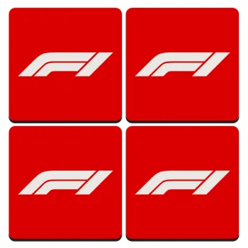 Formula 1, ΣΕΤ 4 Σουβέρ ξύλινα τετράγωνα (9cm)