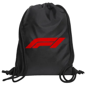 Formula 1, Backpack pouch GYMBAG Black, with pocket (40x48cm) & thick cords