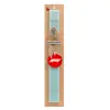 Easter Set, wooden keychain & aromatic flat Easter candle (30cm) (TURQUOISE)