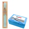 Easter Set, children's snack container BLUE & Easter aromatic flat candle (30cm) (TURQUOISE)