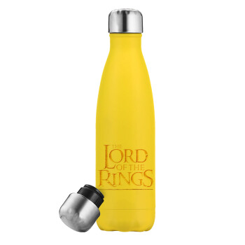 The Lord of the Rings, Μεταλλικό παγούρι θερμός Κίτρινος (Stainless steel), διπλού τοιχώματος, 500ml
