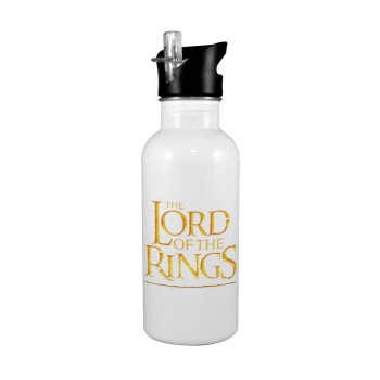 The Lord of the Rings, White water bottle with straw, stainless steel 600ml