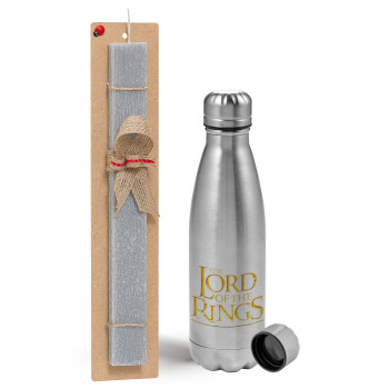 The Lord of the Rings, Easter Set, metallic Inox water bottle (750ml) & aromatic flat Easter candle (30cm) (GRAY)