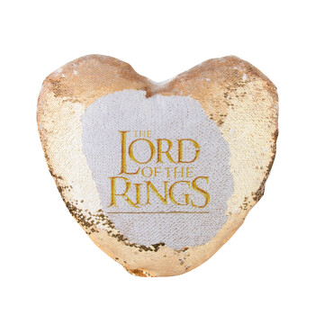 The Lord of the Rings, Μαξιλάρι καναπέ καρδιά Μαγικό Χρυσό με πούλιες 40x40cm περιέχεται το  γέμισμα