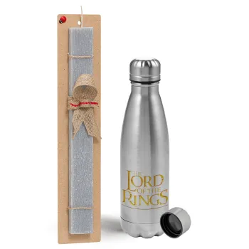 The Lord of the Rings, Easter Set, metallic Inox water bottle (750ml) & aromatic flat Easter candle (30cm) (GRAY)