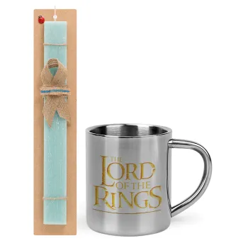 The Lord of the Rings, Easter Set, metallic thermal cup (300ml) & aromatic flat Easter candle (30cm) (TURQUOISE)