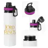 Metallic water bottle with safety lid, 850ml aluminum