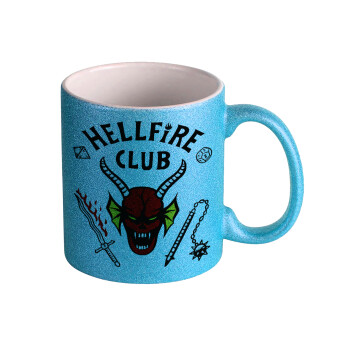 Hellfire CLub, Stranger Things, Κούπα Σιέλ Glitter που γυαλίζει, κεραμική, 330ml