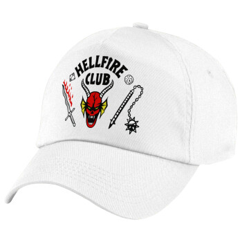 Hellfire CLub, Stranger Things, Καπέλο παιδικό Baseball, 100% Βαμβακερό Twill, Λευκό (ΒΑΜΒΑΚΕΡΟ, ΠΑΙΔΙΚΟ, UNISEX, ONE SIZE)