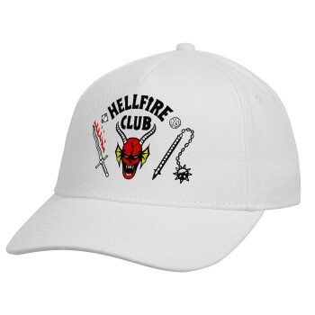 Hellfire CLub, Stranger Things, Καπέλο παιδικό Baseball, Drill, Λευκό (100% ΒΑΜΒΑΚΕΡΟ, ΠΑΙΔΙΚΟ, UNISEX, ONE SIZE)
