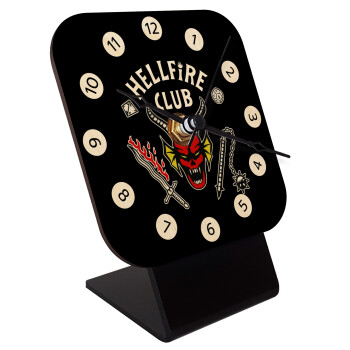 Hellfire CLub, Stranger Things, Quartz Table clock in natural wood (10cm)