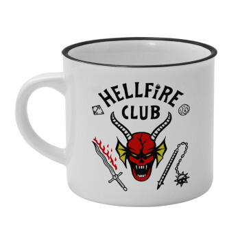 Hellfire CLub, Stranger Things, Κούπα κεραμική vintage Λευκή/Μαύρη 230ml