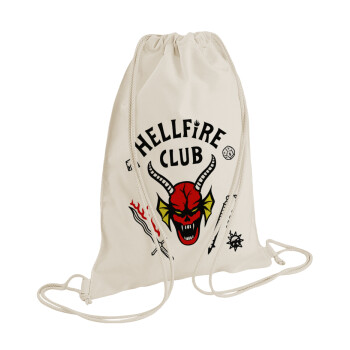 Hellfire CLub, Stranger Things, Backpack bag GYMBAG natural (28x40cm)