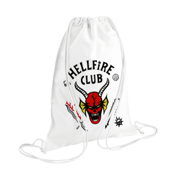 Hellfire CLub, Stranger Things, Τσάντα πλάτης πουγκί GYMBAG λευκή (28x40cm)