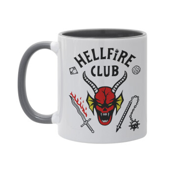 Hellfire CLub, Stranger Things, Κούπα χρωματιστή γκρι, κεραμική, 330ml