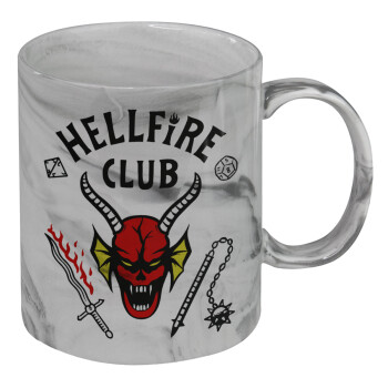 Hellfire CLub, Stranger Things, Κούπα κεραμική, marble style (μάρμαρο), 330ml