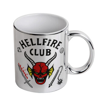 Hellfire CLub, Stranger Things, Mug ceramic, silver mirror, 330ml
