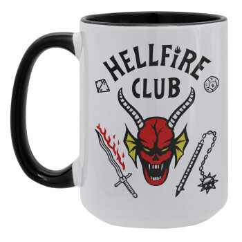 Hellfire CLub, Stranger Things, Κούπα Mega 15oz, κεραμική Μαύρη, 450ml