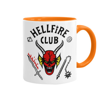 Hellfire CLub, Stranger Things, Κούπα χρωματιστή πορτοκαλί, κεραμική, 330ml