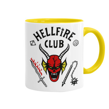 Hellfire CLub, Stranger Things, Κούπα χρωματιστή κίτρινη, κεραμική, 330ml