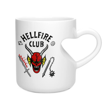 Hellfire CLub, Stranger Things, Κούπα καρδιά λευκή, κεραμική, 330ml