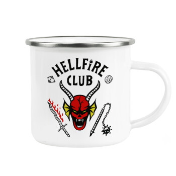 Hellfire CLub, Stranger Things, Κούπα Μεταλλική εμαγιέ λευκη 360ml