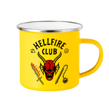 Hellfire CLub, Stranger Things, Κούπα Μεταλλική εμαγιέ Κίτρινη 360ml