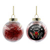 Transparent Christmas tree ball ornament with red filling 8cm