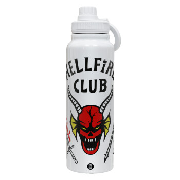 Hellfire CLub, Stranger Things, 1L Stainless Steel Thermal Bottle with Phone Holder & Double Wall Insulation