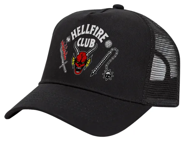 Hellfire CLub — Καπέλο Trucker με Δίχτυ, Μαύρο, (ΒΑΜΒΑΚΕΡΟ, ΠΑΙΔΙΚΟ, UNISEX, ONE SIZE)